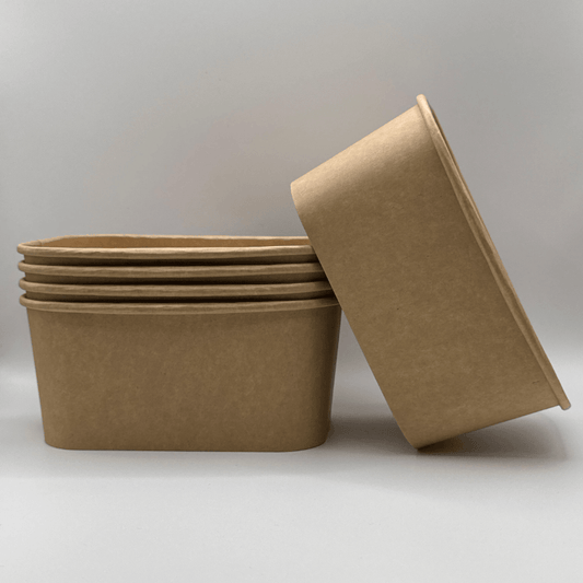 Ensaladera Bowl Rectangular Papel Kraft Biodegradable 1000 ml (50 Unidades) - Yoo2Bio