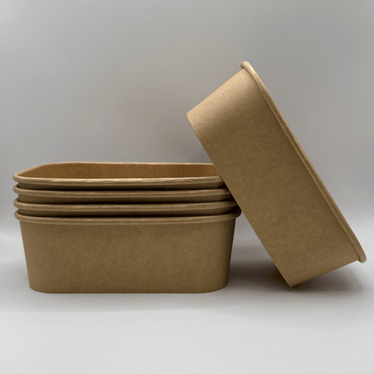 Ensaladera Bowl Rectangular Papel Kraft Biodegradable 650 ml (50 Unidades) - Yoo2Bio