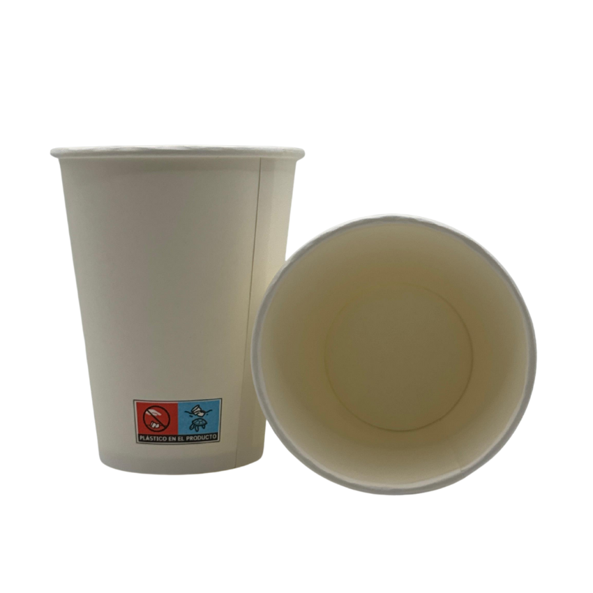 Tapas Blancas para Vasos Cartón Kraft de 12Oz - (1.000 Unidades)