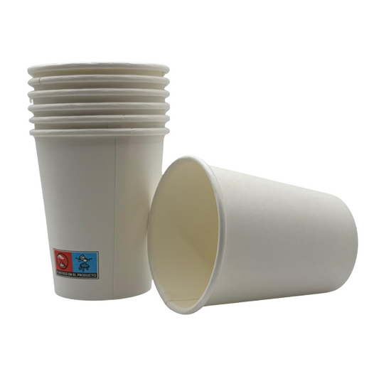 Tapas Blancas para Vasos Cartón Kraft de 8Oz - (1.000 Unidades)