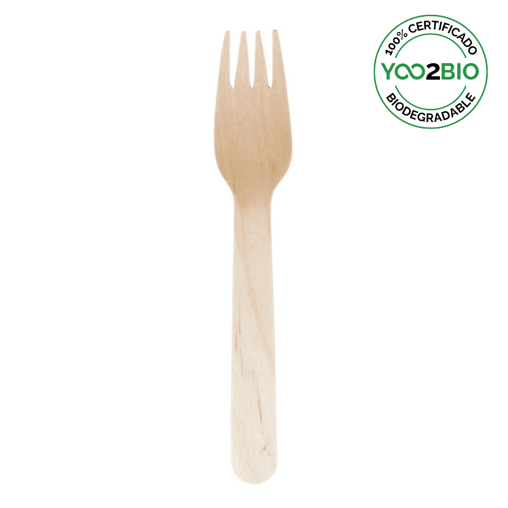 Tenedor Madera Biodegradable 160 mm (1.000 Unidades) - Yoo2Bio