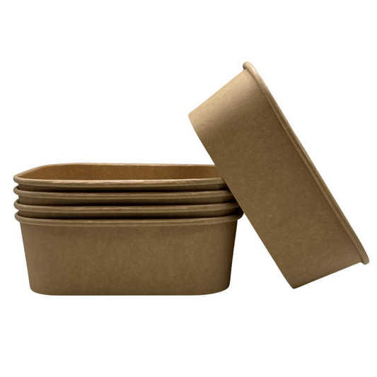 Ensaladera Bowl Rectangular Papel Kraft Biodegradable 650 ml (300 Unidades)