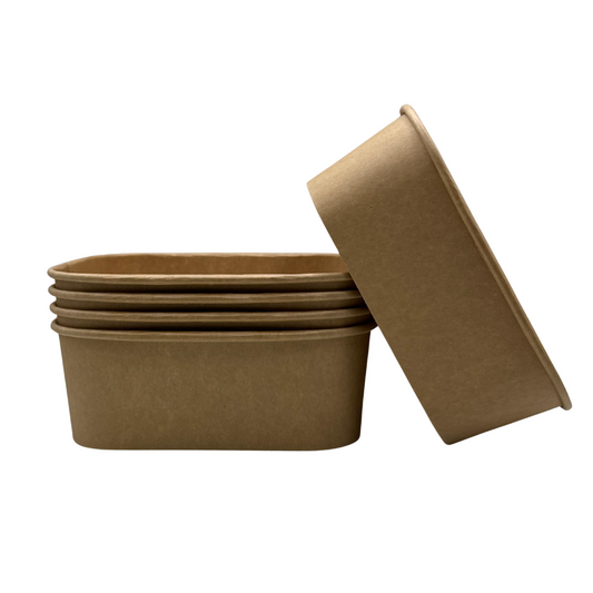 Ensaladera Bowl Rectangular Papel Kraft Biodegradable 750 ml (300 Unidades)