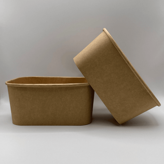 Ensaladera Bowl Rectangular Papel Kraft Biodegradable 1000 ml (300 Unidades) - Yoo2Bio