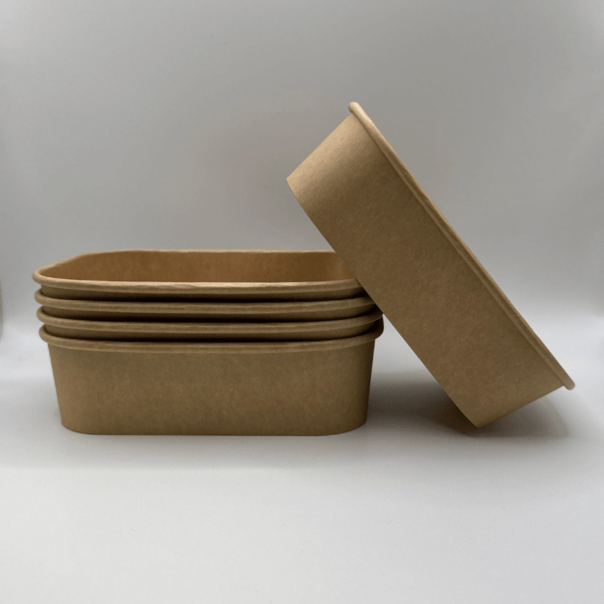 Ensaladera Bowl Rectangular Papel Kraft Biodegradable 500 ml (300 Unidades) - Yoo2Bio