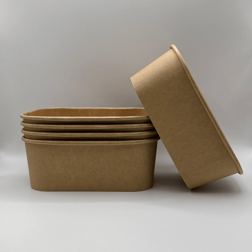 Ensaladera Bowl Rectangular Papel Kraft Biodegradable 750 ml (300 Unidades) - Yoo2Bio