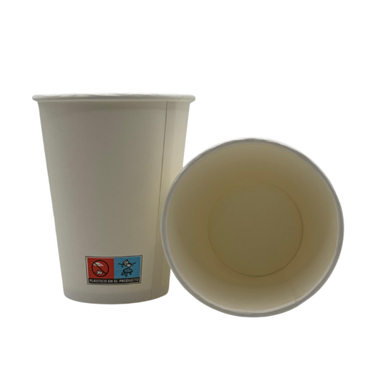 Tapas Blancas para Vasos Cartón Kraft de 12Oz - (1.000 Unidades)