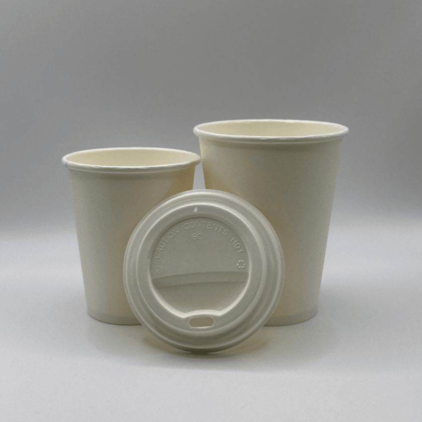 Tapas Blancas para Vasos Cartón Kraft de 12Oz - (50 Unidades) - Yoo2Bio