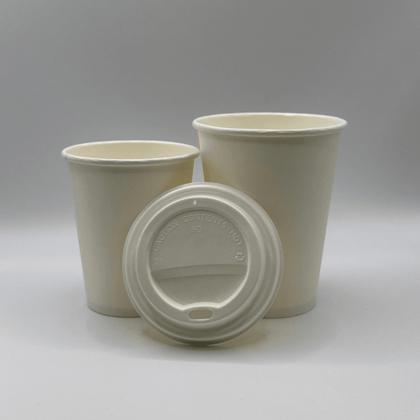 Tapas Blancas para Vasos Cartón Kraft de 8Oz - (50 Unidades) - Yoo2Bio