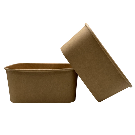 Ensaladera Bowl Rectangular Papel Kraft Biodegradable 1000 ml (300 Unidades)