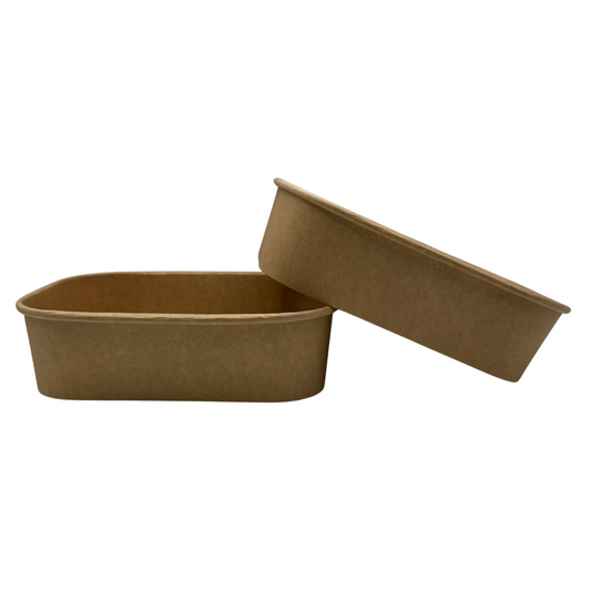 Ensaladera Bowl Rectangular Papel Kraft Biodegradable 500 ml (300 Unidades)