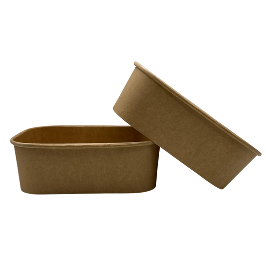 Ensaladera Bowl Rectangular Papel Kraft Biodegradable 650 ml (300 Unidades)