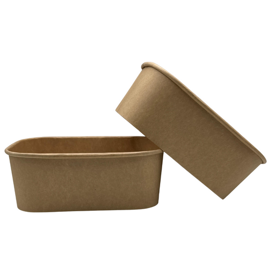 Ensaladera Bowl Rectangular Papel Kraft Biodegradable 750 ml (300 Unidades)